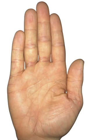 Example: a sample open palm with the points our hand model found drawn on it