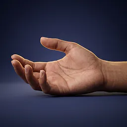 The other hand, resting open, palm up.