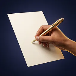 A hand writing on paper with a pen.