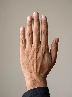The back of a hand, fingers spread.